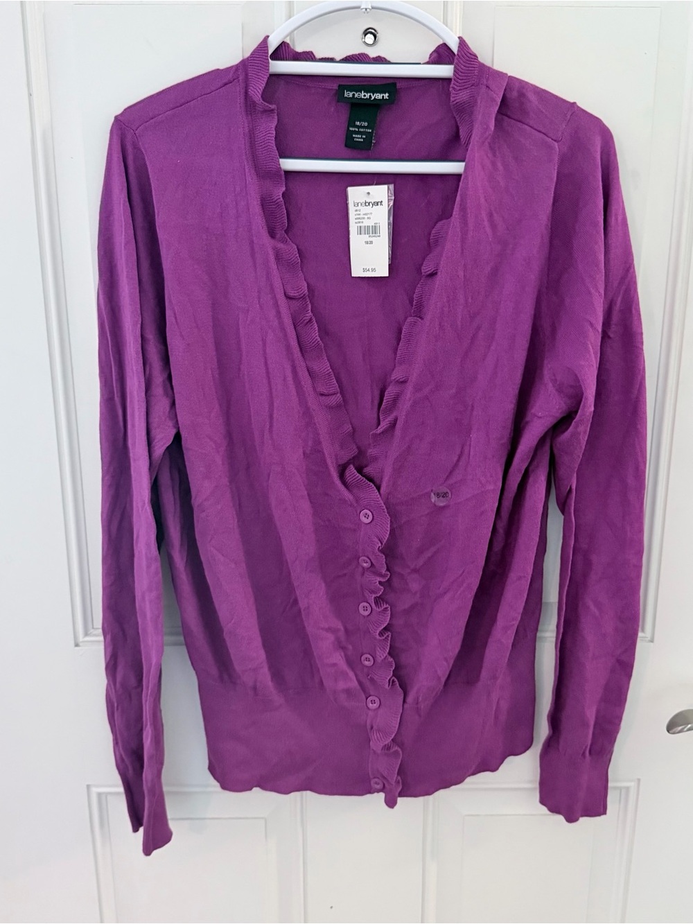 Lane Bryant Cardigan 18/20 | NWT Purple Ruffle Button